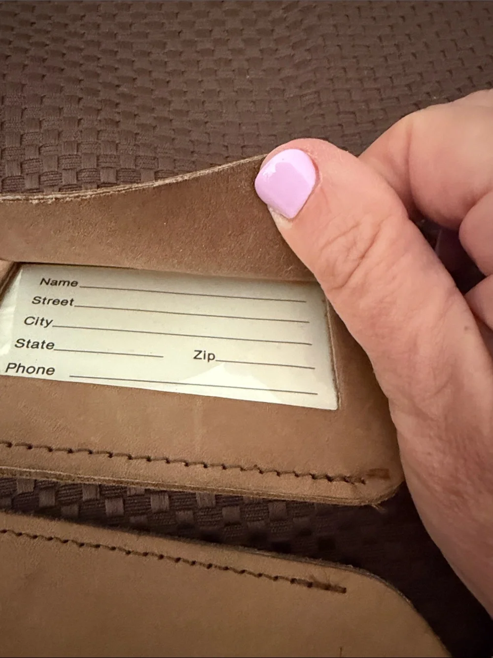 Vintage Delta Tan Leather Luggage Tag - Set of 3